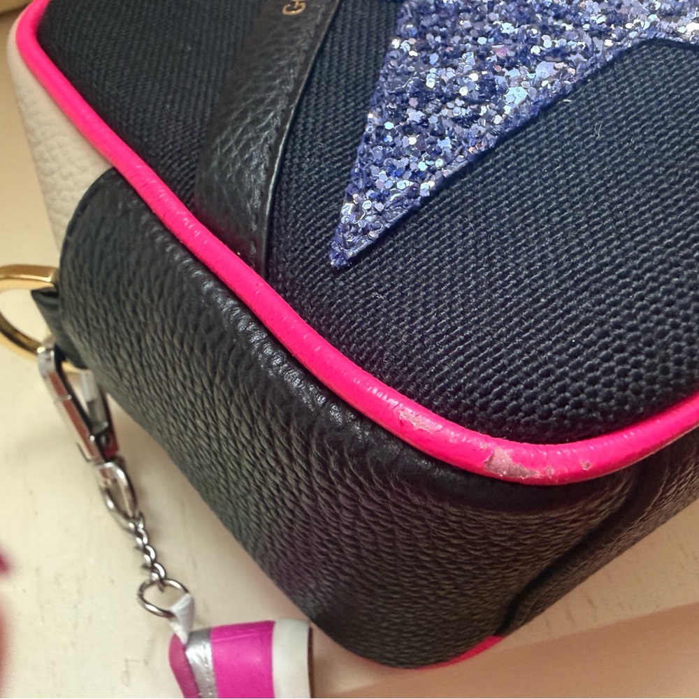 Golden Goose Black and Pink Cosmetic Bag with Glitter Star - Picture 7 of 11
